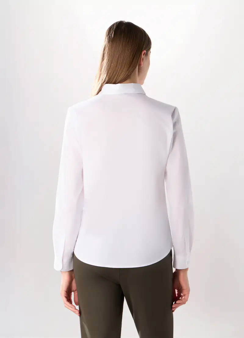 , Camicia Misto Cotone Donna, Bianco miniatura 2