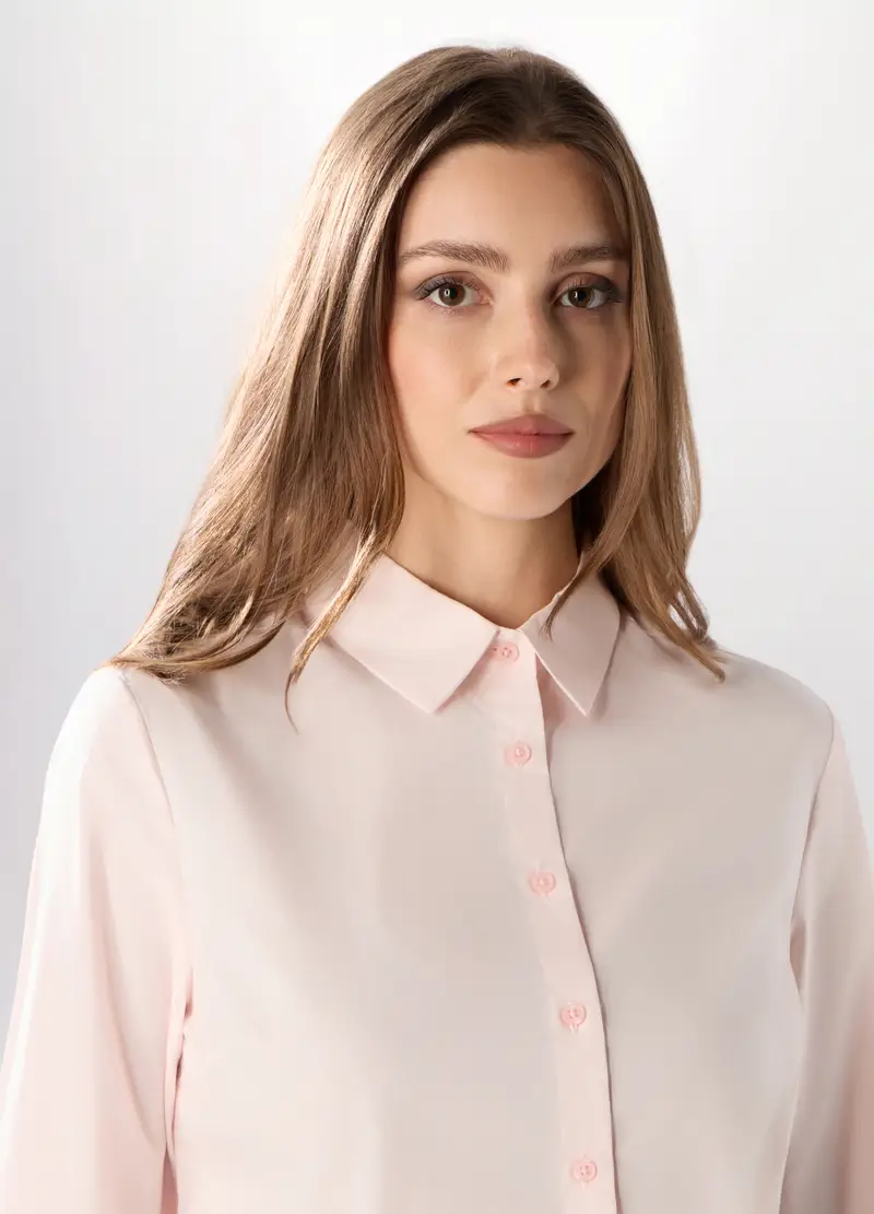 , Camicia Misto Cotone Donna, Rosa chiaro miniatura 3