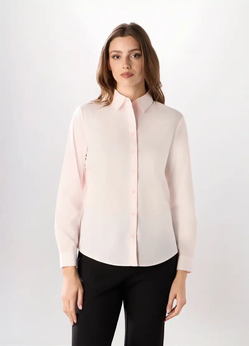 Camicia Misto Cotone Donna, Rosa chiaro