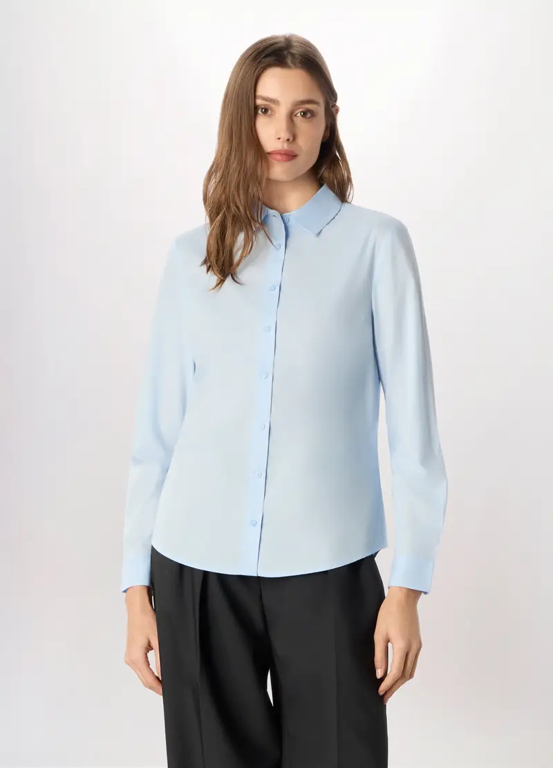 Camicia Misto Cotone Donna, Unisex, Azzurro chiaro