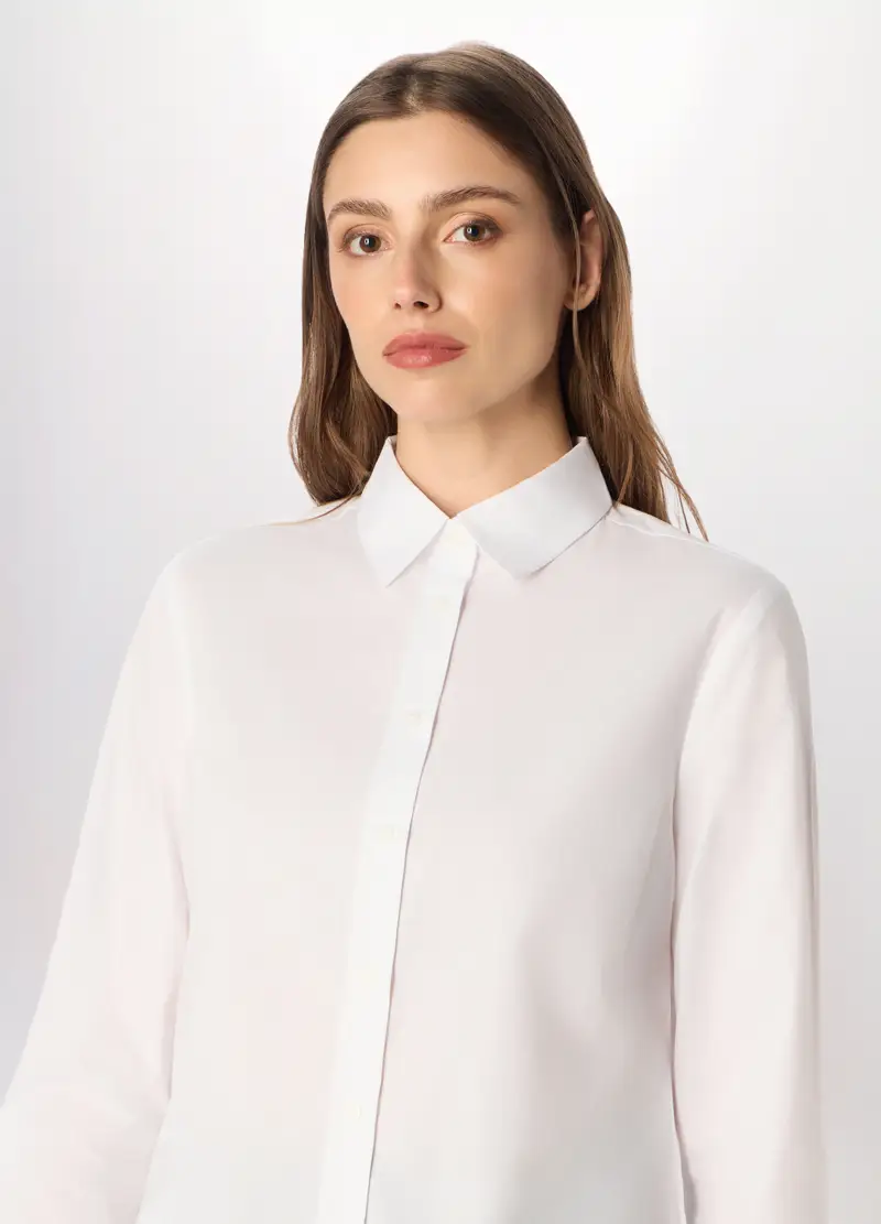 Camicia Misto Cotone Donna, Unisex, Bianco gesso miniatura 3