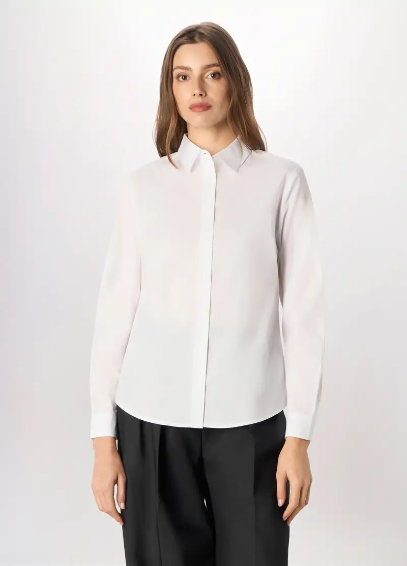 Camicia Misto Cotone Donna, Unisex, Bianco gesso