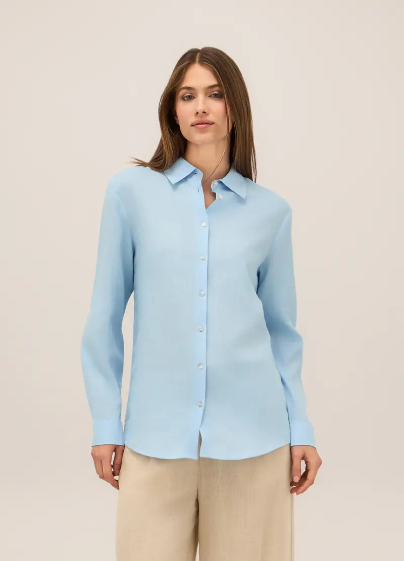 Upim, Camicia Misto Lino Donna, Azzurro chiaro, Taglia: XS