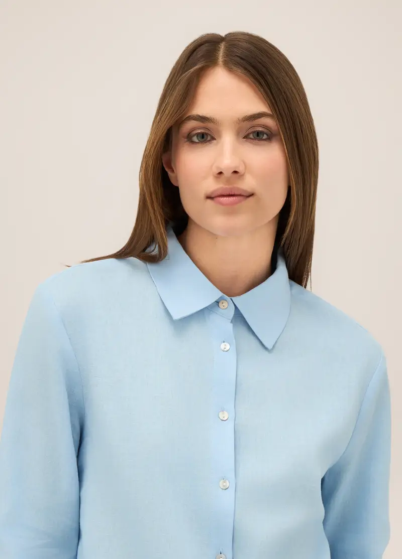 Upim, Camicia Misto Lino Donna, Azzurro chiaro, Taglia: XS miniatura 2