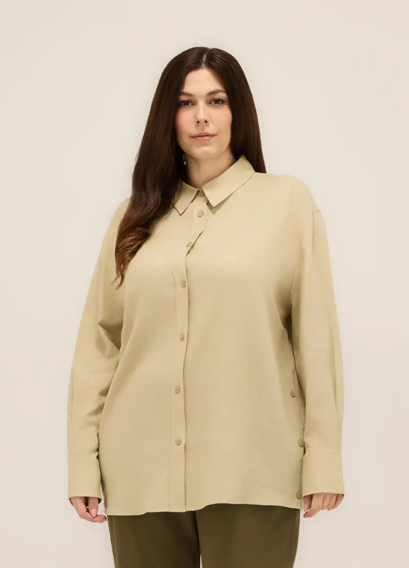 Upim, Camicia Misto Lino Donna Curvy, Beige chiaro, Taglia: S