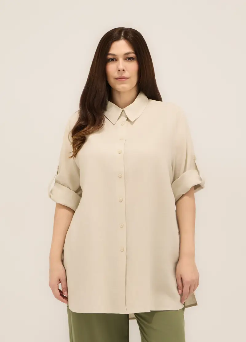 Upim, Camicia Misto Lino Donna Curvy, Beige chiaro, Taglia: S