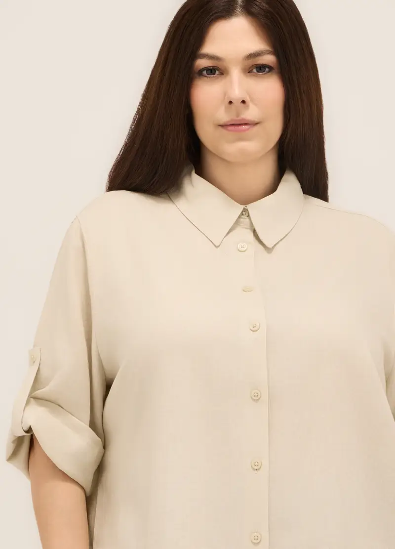 Upim, Camicia Misto Lino Donna Curvy, Beige chiaro, Taglia: S miniatura 2