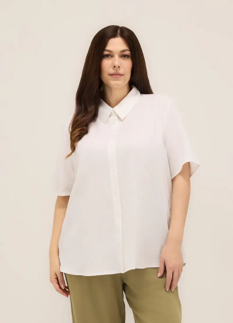 Upim, Camicia Misto Lino Donna Curvy, Bianco gesso, Taglia: M