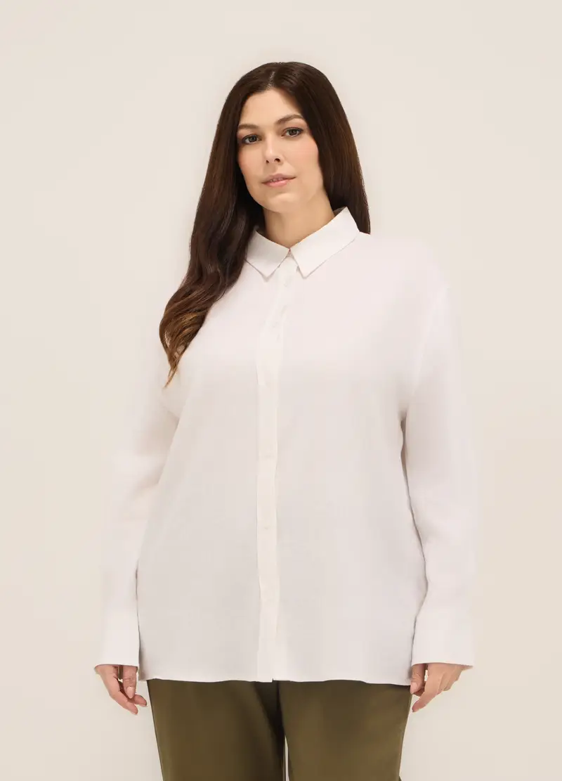 Upim, Camicia Misto Lino Donna Curvy, Bianco gesso, Taglia: S