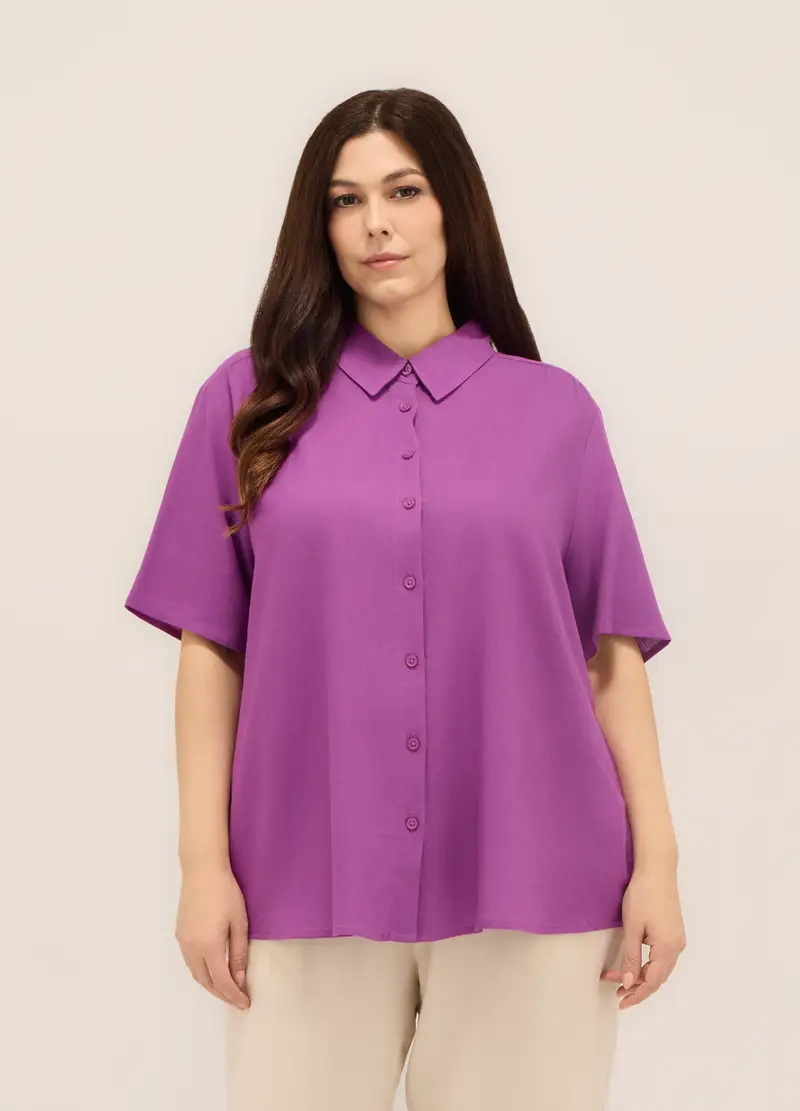 Upim, Camicia Misto Lino Donna Curvy, Viola malva, Taglia: M