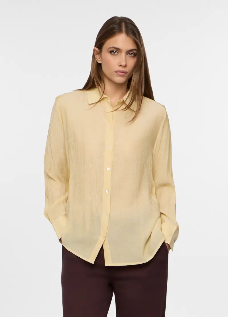 Camicia Misto Viscosa Donna, Giallo chiaro