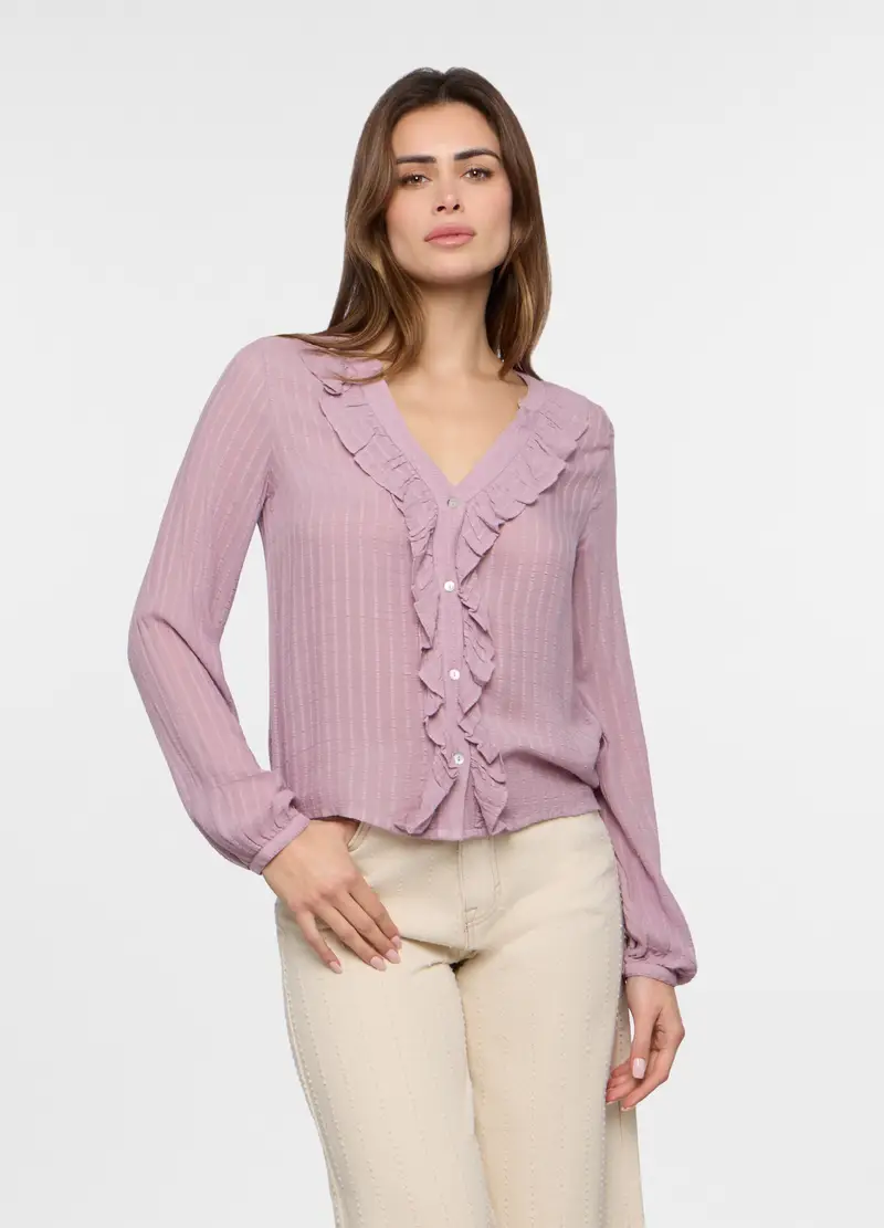 Camicia Misto Viscosa Donna, Rosa chiaro
