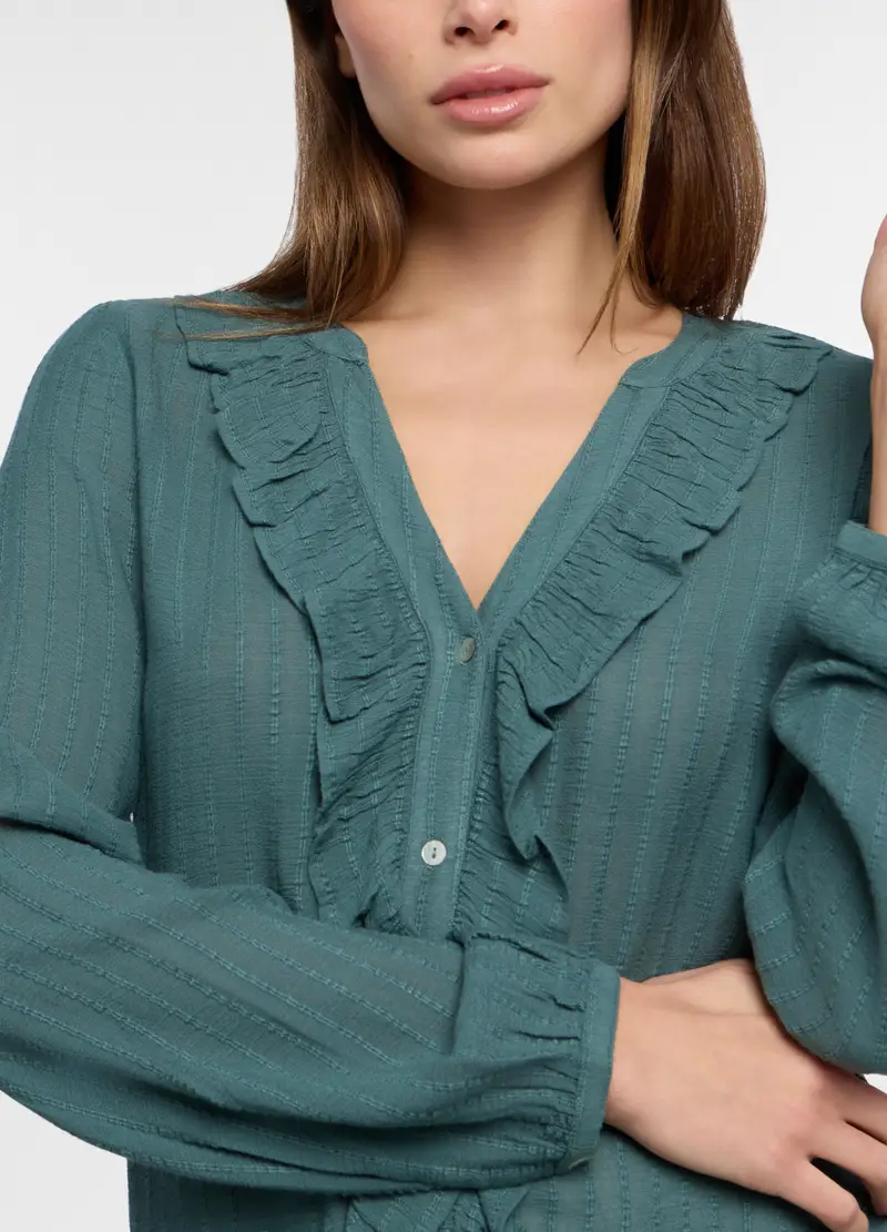 Camicia Misto Viscosa Donna, Verde smeraldo miniatura 3