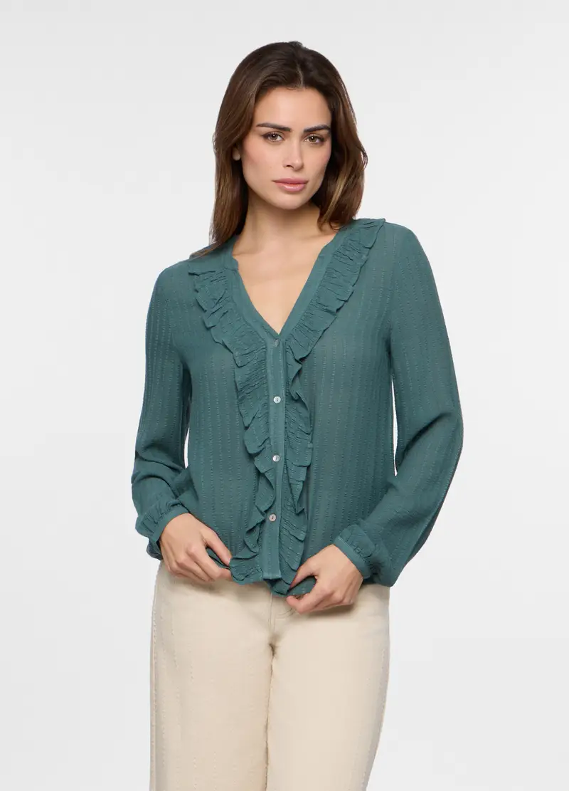 Camicia Misto Viscosa Donna, Verde smeraldo