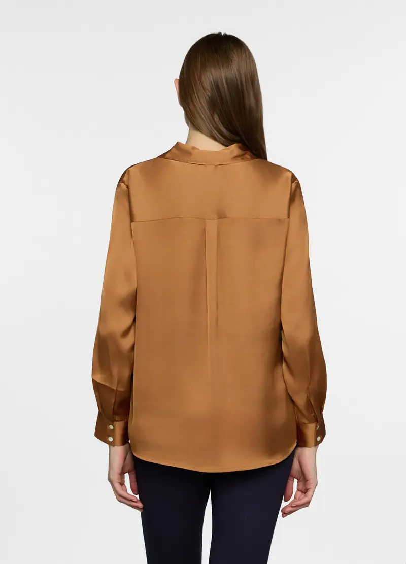 Camicia Over Fit Con Colletto Alla Francese In Raso Donna, Arancione scuro miniatura 2