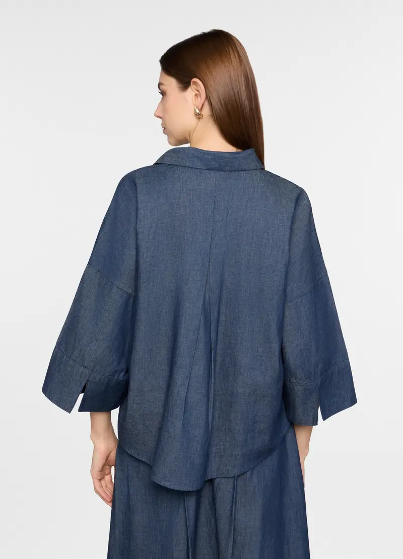 Camicia Over Fit In Chambray Donna, Blu denim miniatura 3