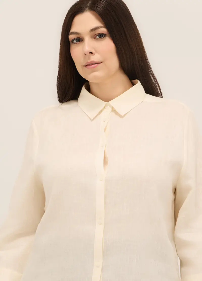 Upim, Camicia Puro Lino Donna Curvy, Bianco avorio, Taglia: S miniatura 2