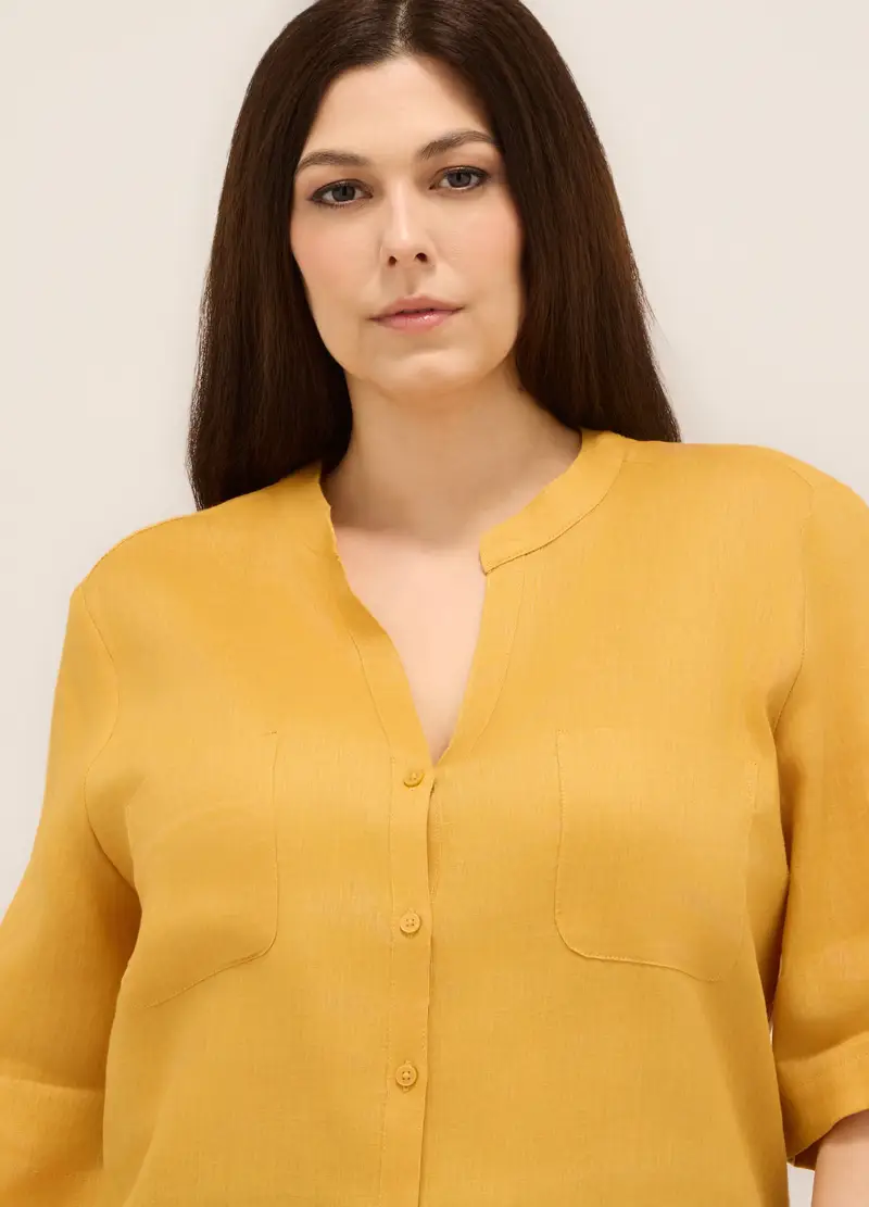 Upim, Camicia Puro Lino Donna Curvy, Giallo ocra, Taglia: S miniatura 2