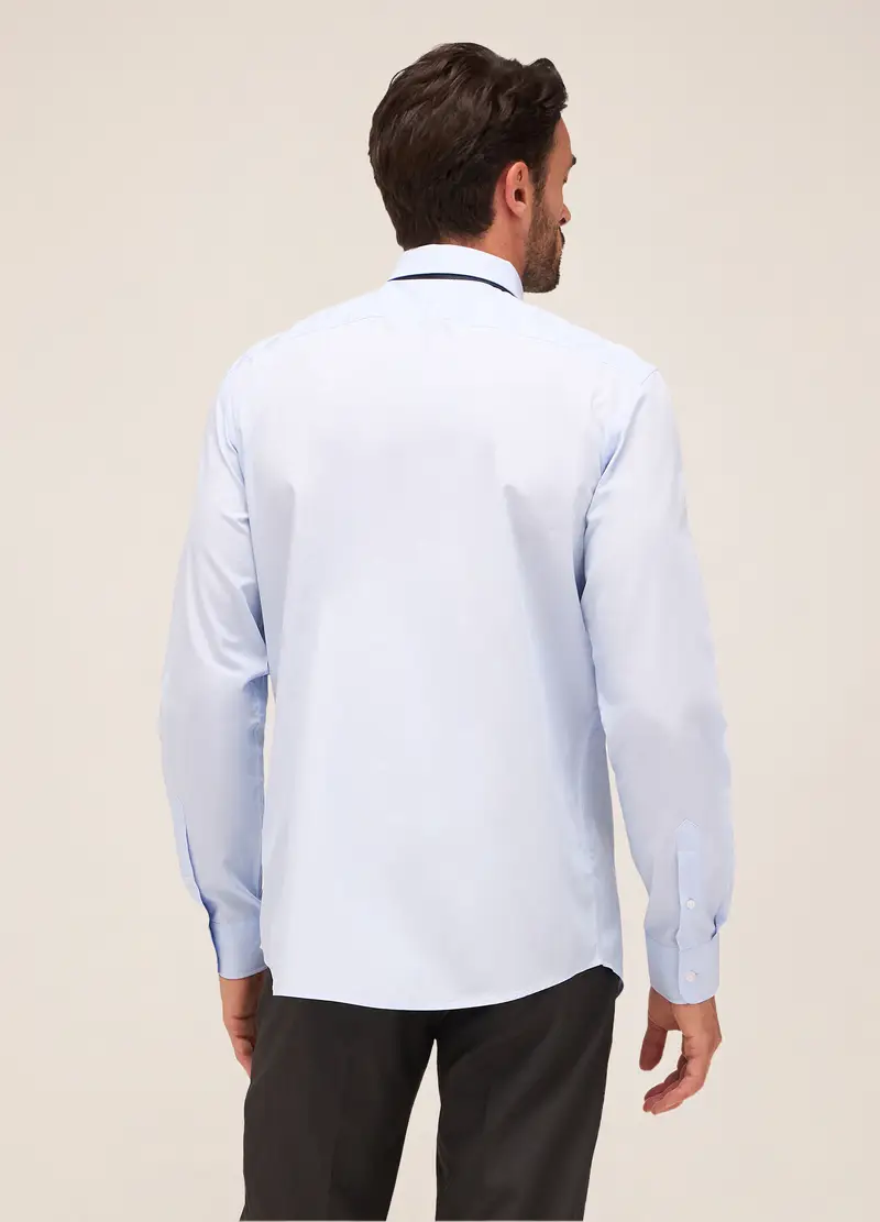Camicia Regular Fit Colletto Francese In Cotone Uomo, Azzurro miniatura 2