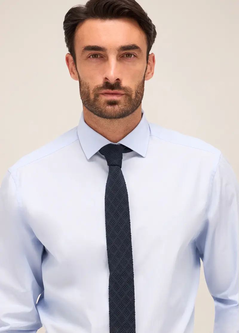 Camicia Regular Fit Colletto Francese In Cotone Uomo, Azzurro miniatura 3