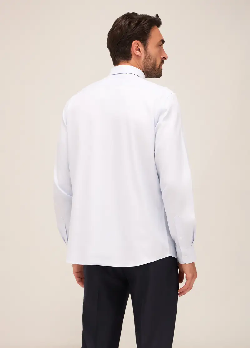 Camicia Regular Fit Colletto Francese In Cotone Uomo, Azzurro miniatura 2