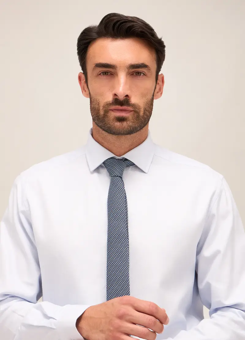 Camicia Regular Fit Colletto Francese In Cotone Uomo, Azzurro miniatura 3