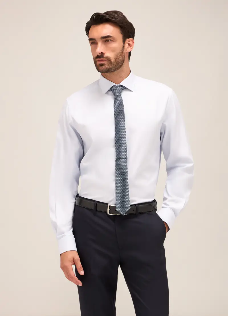 Camicia Regular Fit Colletto Francese In Cotone Uomo, Azzurro