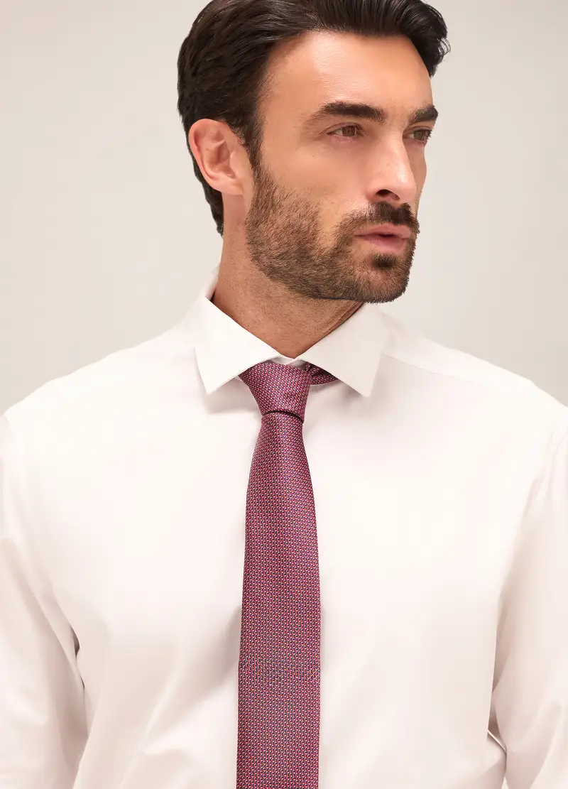 Camicia Regular Fit Colletto Francese In Cotone Uomo, Bianco miniatura 3