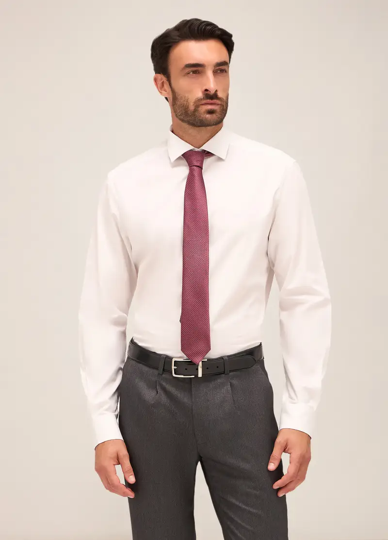 Camicia Regular Fit Colletto Francese In Cotone Uomo, Bianco