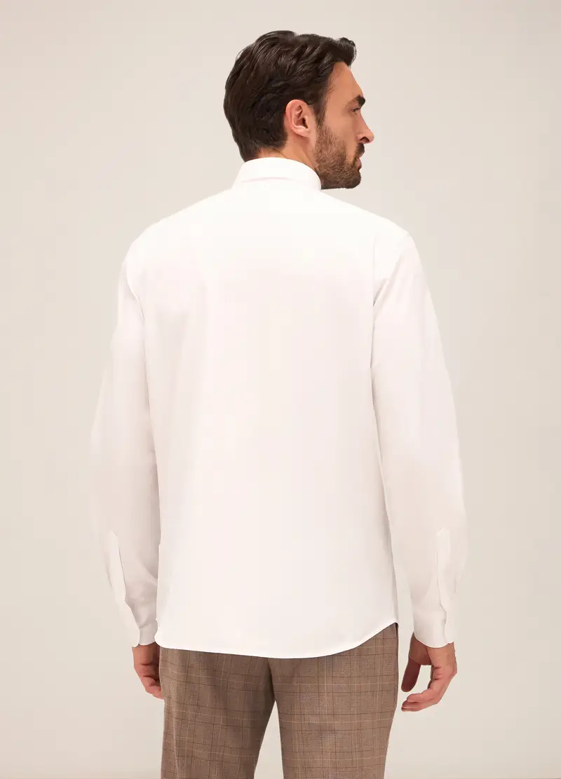 Camicia Regular Fit Colletto Francese In Cotone Uomo, Bianco miniatura 2