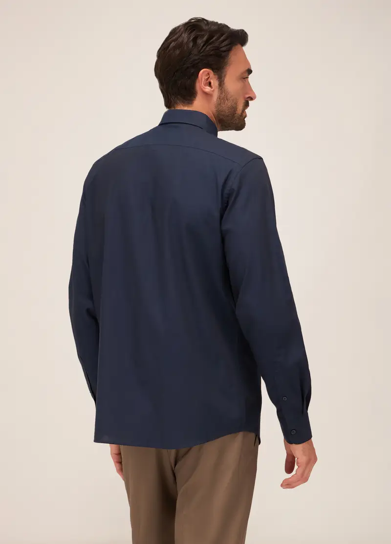 Camicia Regular Fit Colletto Francese In Cotone Uomo, Blu scuro miniatura 2