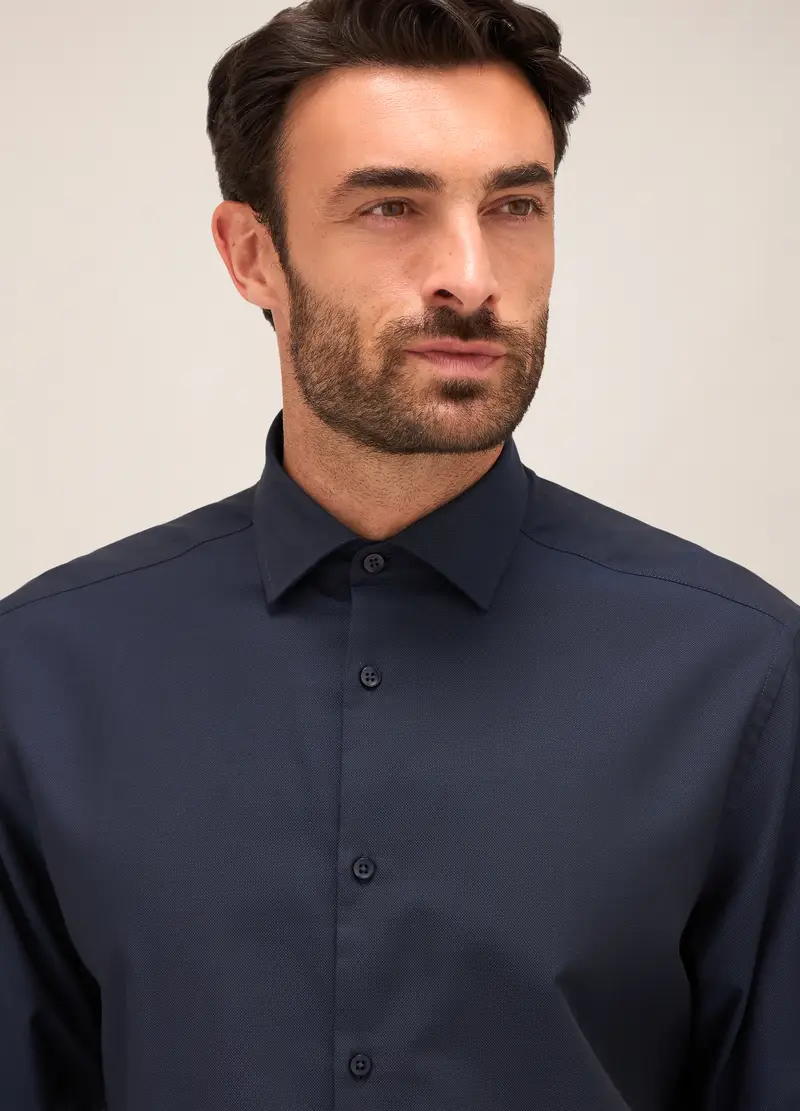 Camicia Regular Fit Colletto Francese In Cotone Uomo, Blu scuro miniatura 3