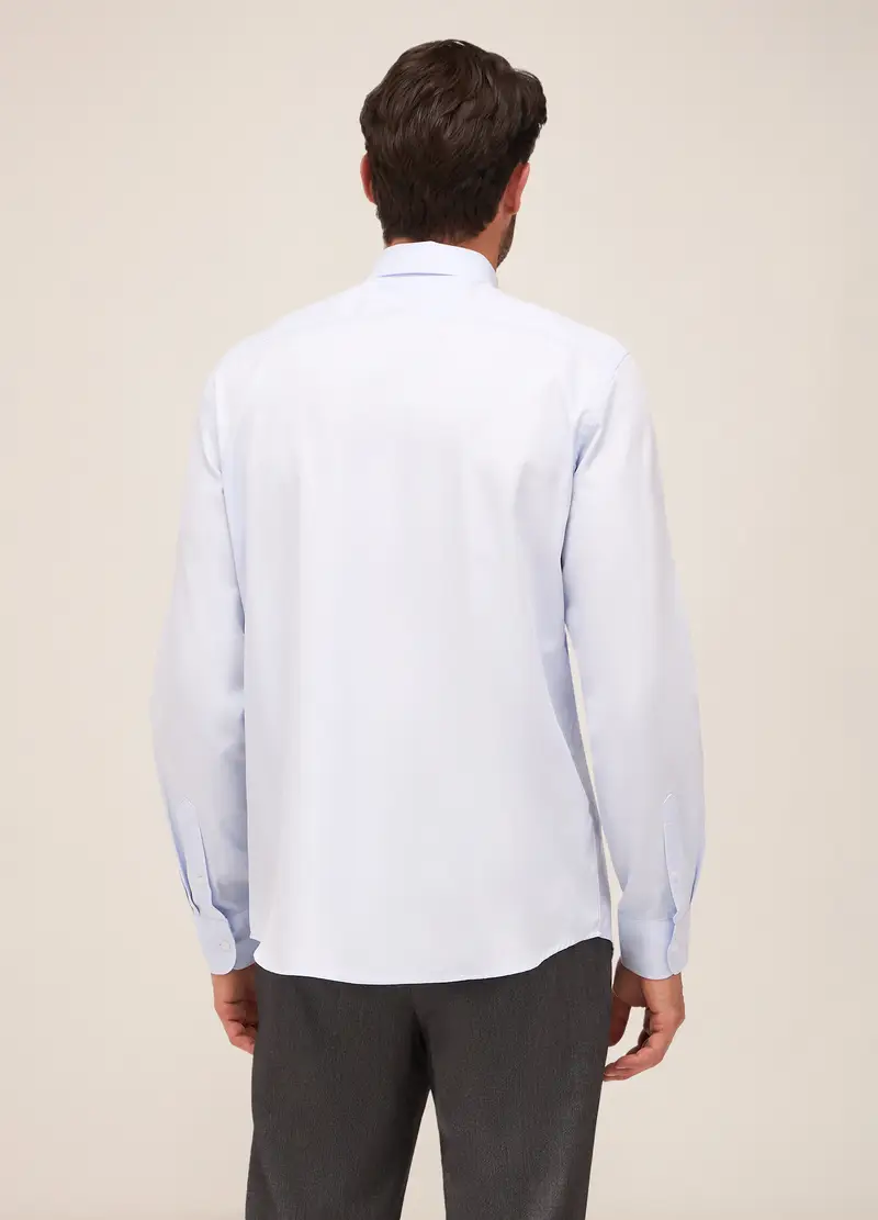Camicia Regular Fit Colletto Italiano In Cotone Uomo, Azzurro miniatura 2