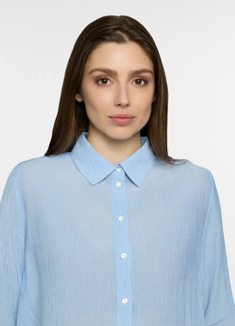 Camicia Regular Fit Con Colletto Alla Francese Donna, Azzurro chiaro miniatura 3