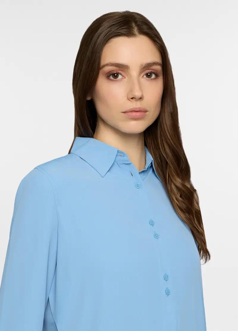 Camicia Regular Fit Con Colletto Alla Francese Donna, Azzurro cielo miniatura 3