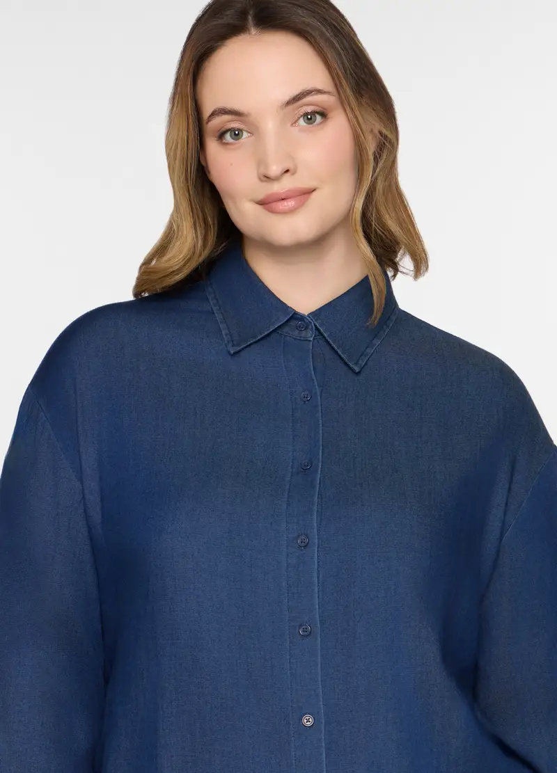Camicia Regular Fit Con Colletto Alla Francese Donna Curvy, Blu Bluette miniatura 3
