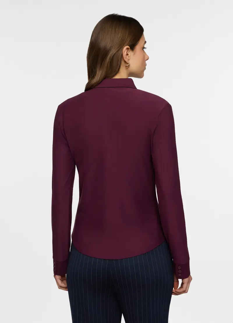 Camicia Regular Fit Con Colletto Alla Francese In Jersey Stretch Donna, Viola porpora miniatura 2