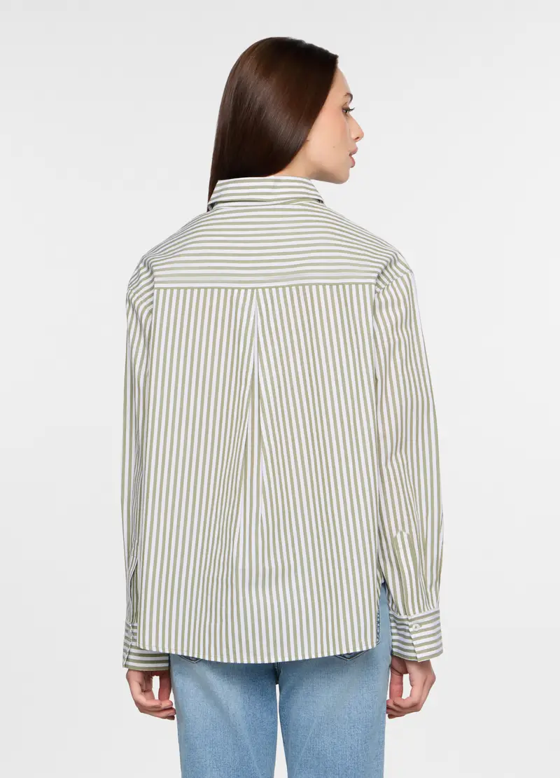 Camicia Regular Fit Con Colletto Alla Francese In Popeline Donna, Bianco/Verde miniatura 2