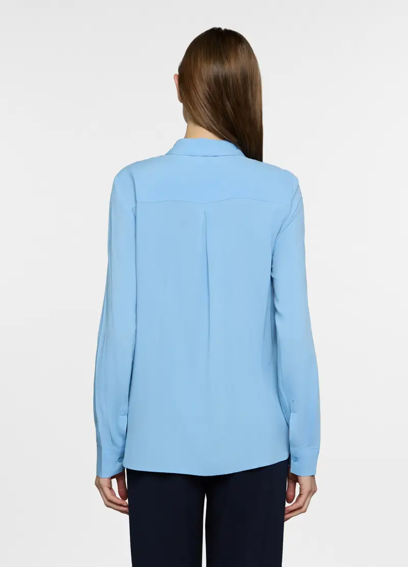 Camicia Regular Fit Con Colletto Alla Francese In Pura Viscosa Donna, Azzurro cielo miniatura 2