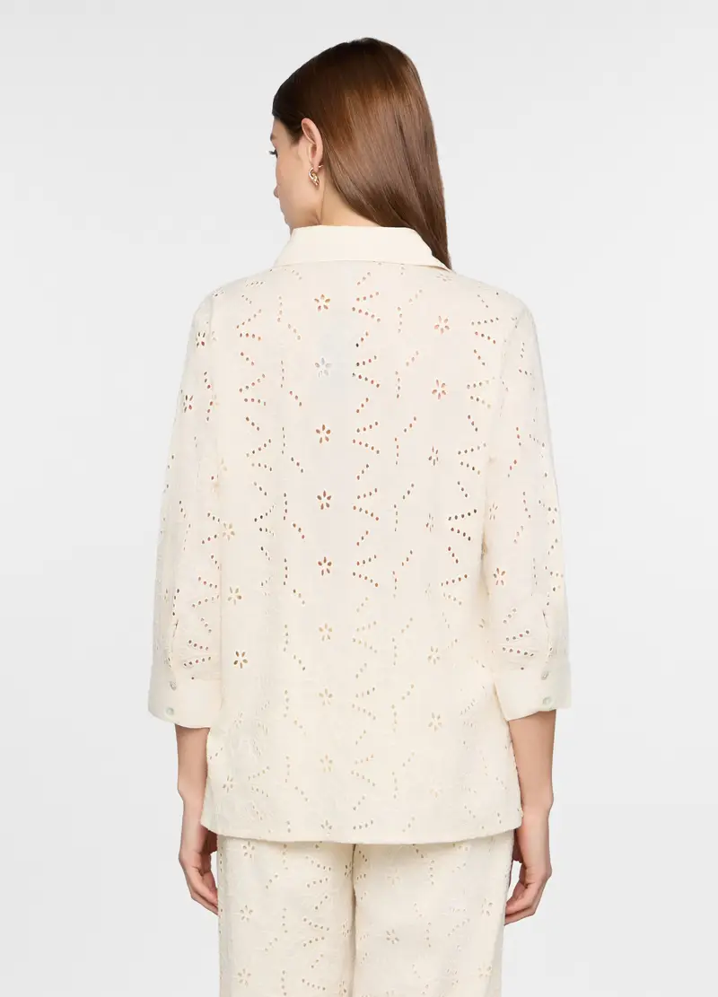 Camicia Regular Fit Con Collo Alla Francese Donna, Bianco panna miniatura 2