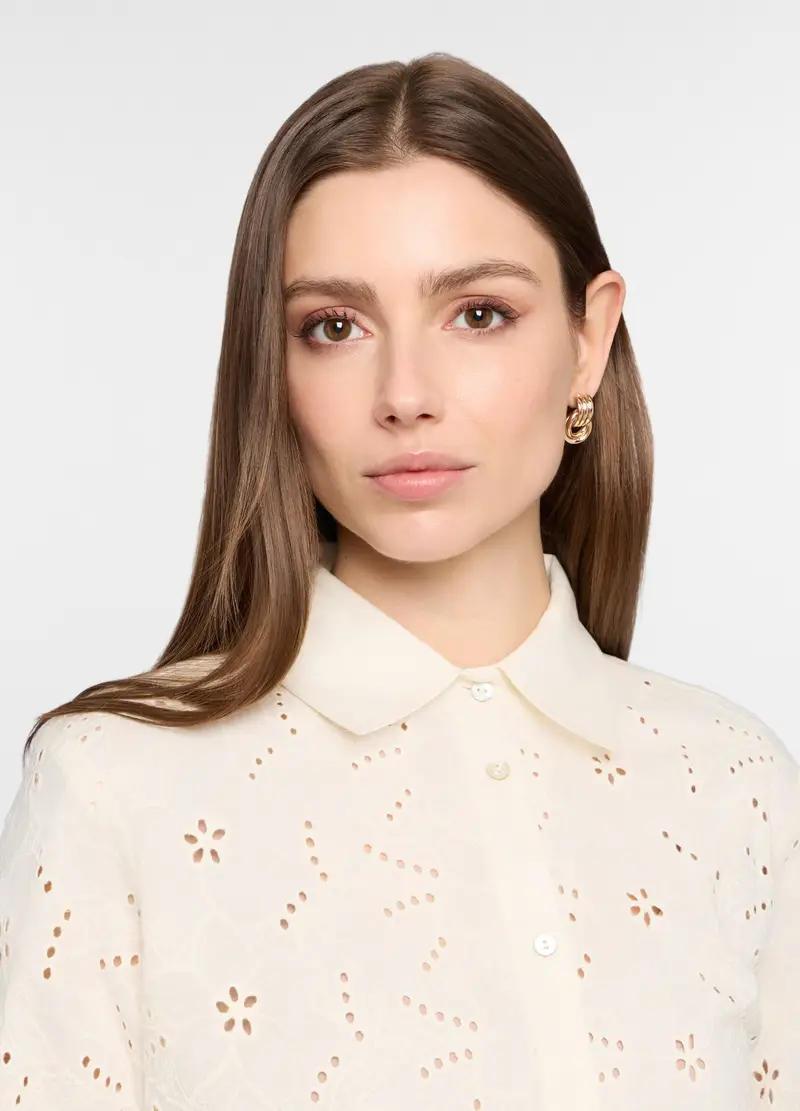 Camicia Regular Fit Con Collo Alla Francese Donna, Bianco panna miniatura 3