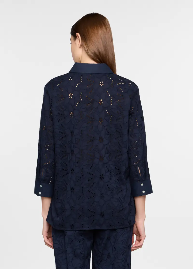 Camicia Regular Fit Con Collo Alla Francese Donna, Blu navy miniatura 2