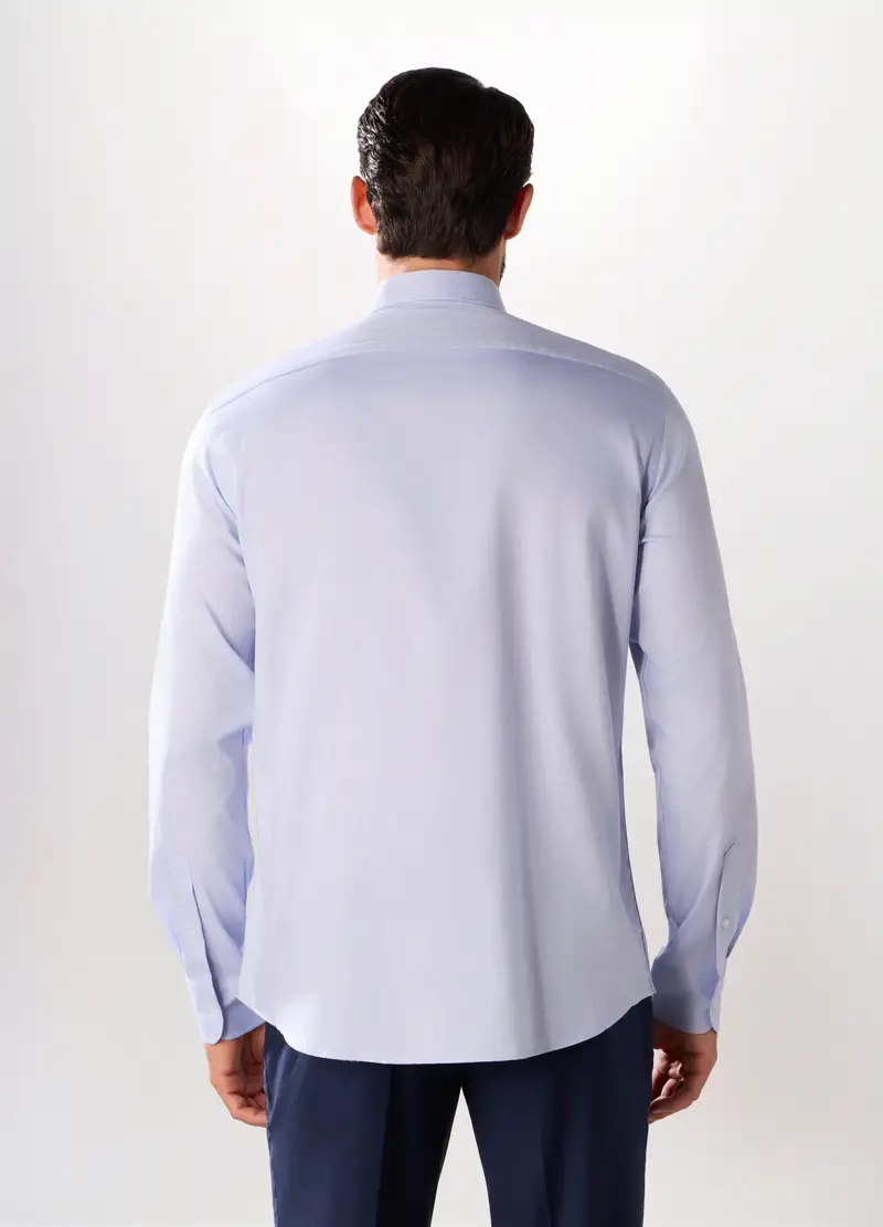 Camicia Regular Fit Con Micromotivo In Puro Cotone Uomo, Azzurro celeste miniatura 2