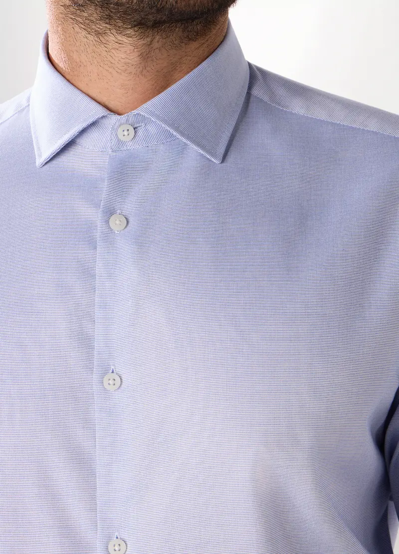 Camicia Regular Fit Con Micromotivo In Puro Cotone Uomo, Azzurro celeste miniatura 3