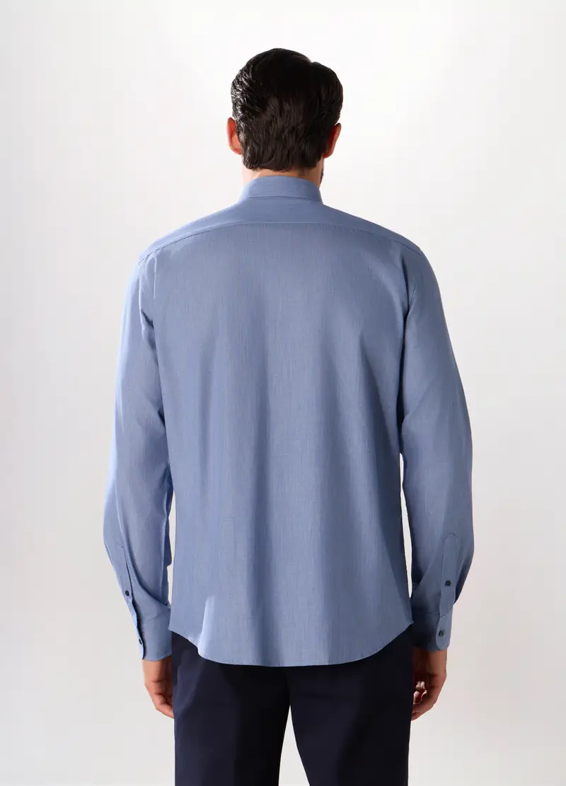 Camicia Regular Fit Con Micromotivo Uomo, Blu denim miniatura 2
