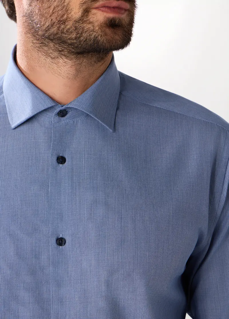 Upim, Camicia Regular Fit Con Micromotivo Uomo, Blu denim, Taglia: M miniatura 2