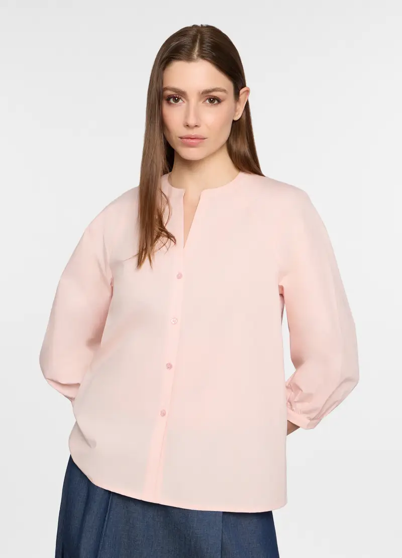 Camicia Regular Fit Con Scollo A V Donna, Rosa chiaro
