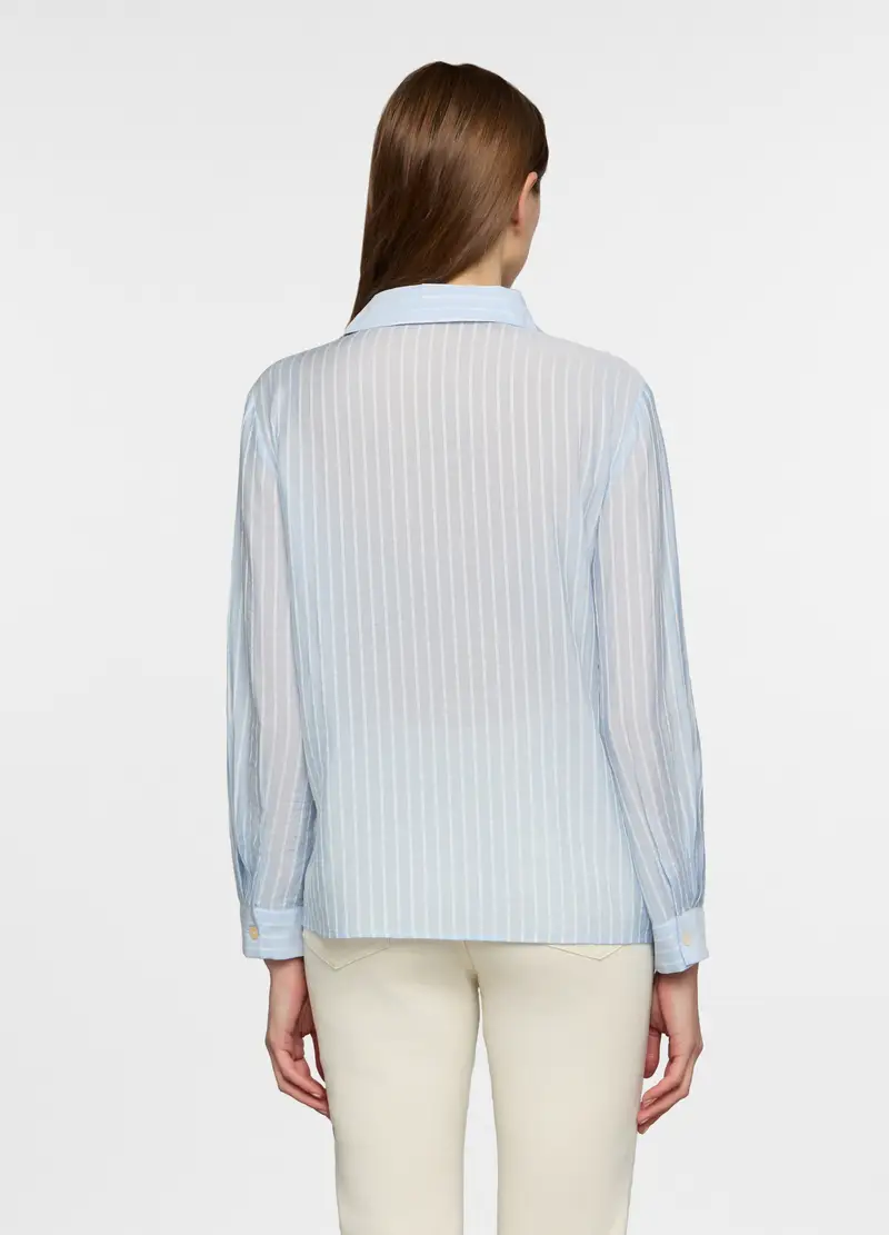 Camicia Regular Fit Con Scollo A V In Mista Lyocell Donna, Azzurro chiaro miniatura 2