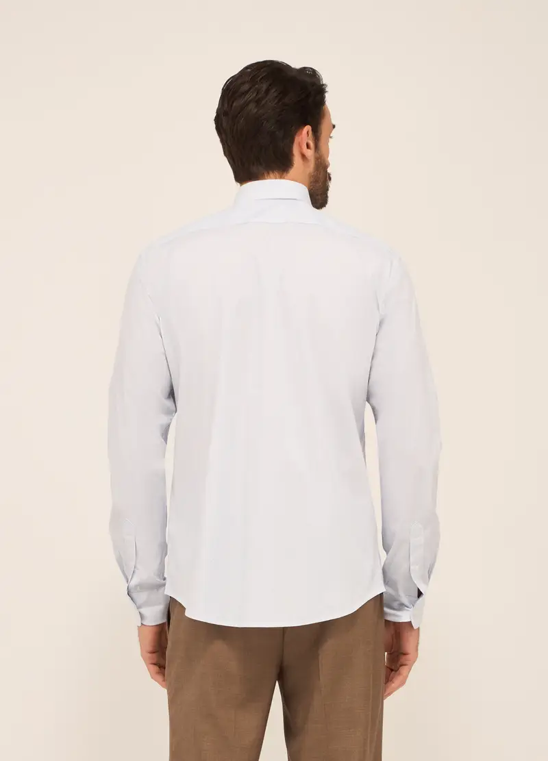 Camicia Regular Fit In Cotone Stretch A Righe Uomo, Azzurro miniatura 2