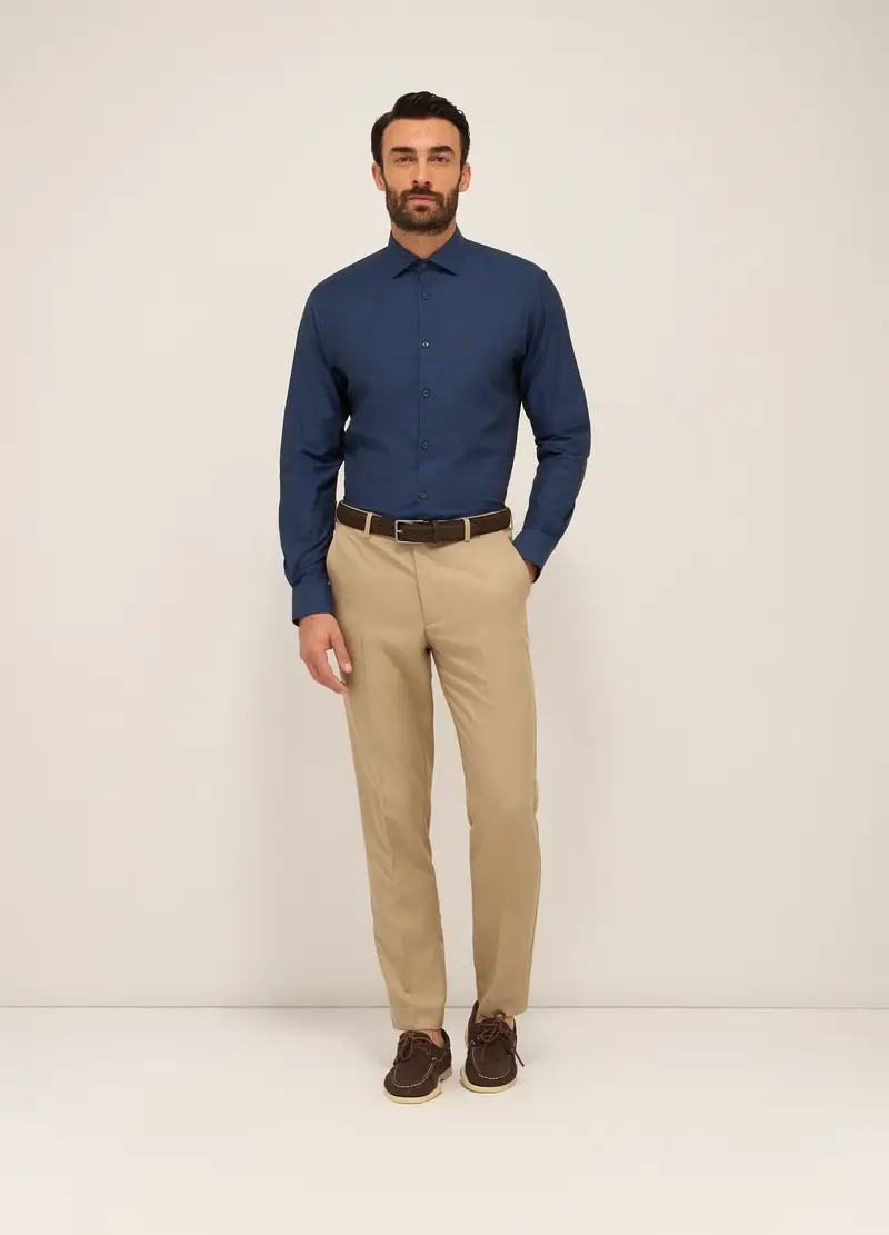 Upim, Camicia Regular Fit In Cotone Stretch Texturizzato Uomo, Blu scuro, Taglia: 40